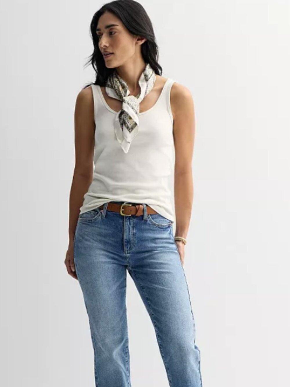 Sonoma White Scoop Neck Basic Tank Top M